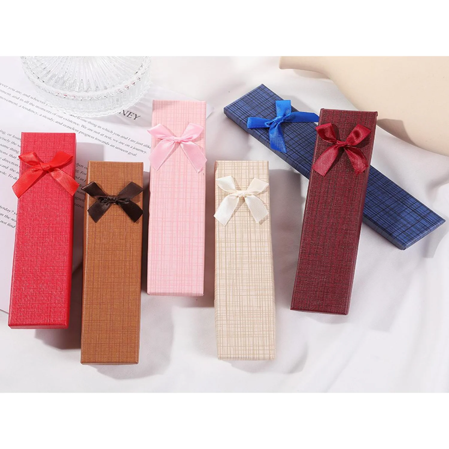 1pc Rectangular Jewelry Gift Box With Bow Knot Decoration, Suitable For Packaging Necklaces, Bracelets And  Accessories