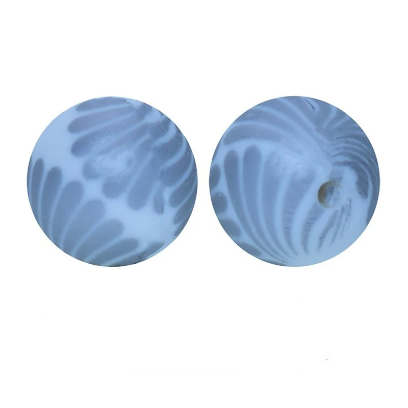50pcs 15mm Asahi Seashell Pattern Food Grade Silicone Beads DIY Making Bracelet Key Ring Keychain Accessories