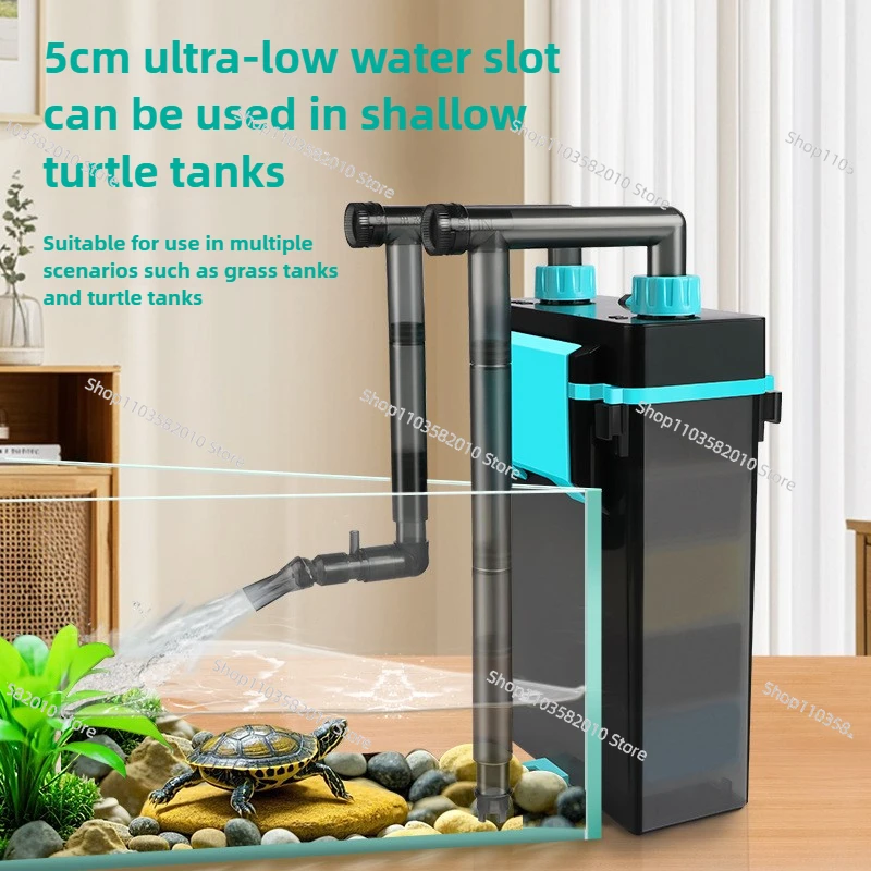 Hang-on External Aquarium Filter System, Fish Tank Water Filter Box with Oil Film Removal Pump for Household Fishbowl