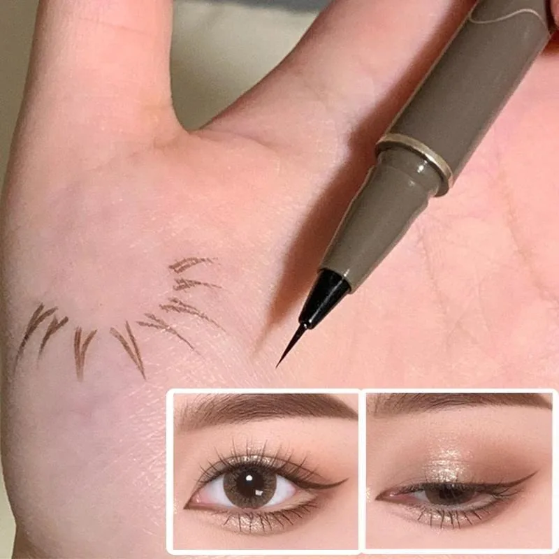 Waterproof Quick-drying Liquid Eyeliner/ultra-fine Matte Black Brown/long-lasting Silkworm Eyeliner/eye Makeup/gifts