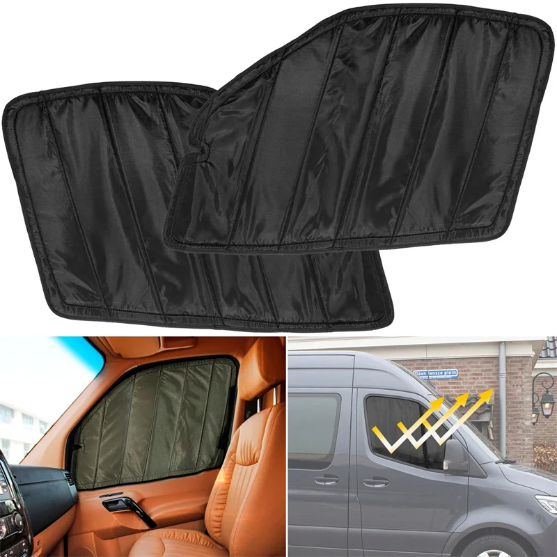 

ANX Insulated Blackout Front Door Window Covers for Mercedes-Benz Sprinter Van 2019-2023 Front Door Vans Side Sun-Block Stickers