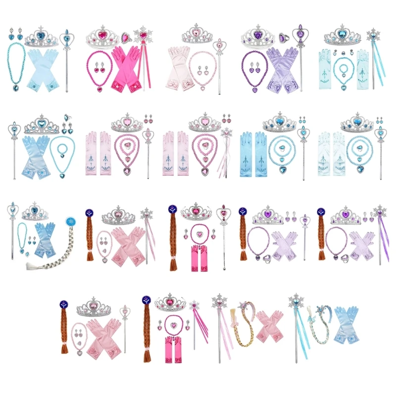 

L5YF Princess Girls Cosplay Set Wand Necklace Gloves Accessory