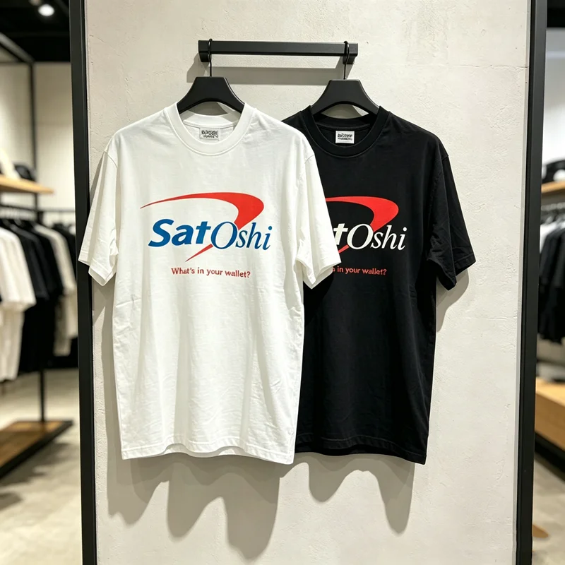 Red Machete Print Satoshi What's in Your Wallet T Shirt Men Women Best Quality Washed Distressed Loose Short Sleeve Tops Tee
