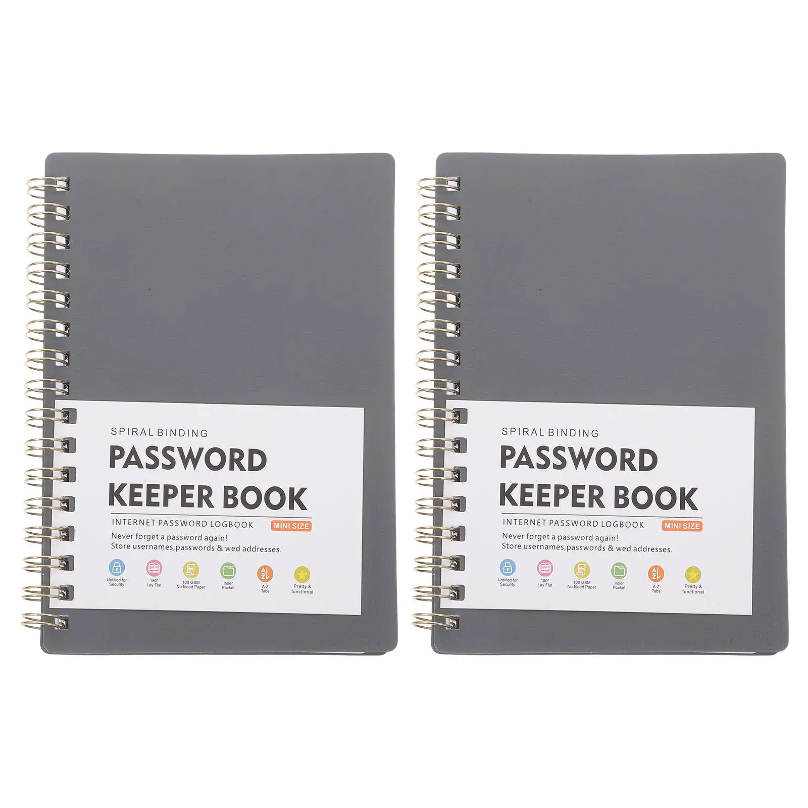 

2Pcs Password Book Spiral Bound A6 Compact Alphabetical Tabs Password Organizer Notebook Login Record Book for Home Office