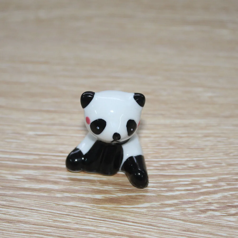 5Pcs Panda Chopstick Rest Set Cute Mini Bamboo Garden Decor for Terrarium Micro Landscape DIY Home Kitchen Tableware Holder