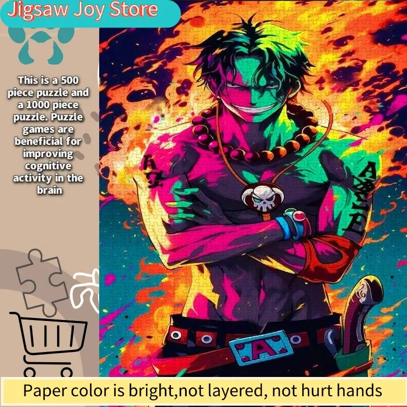 

Anime Ace Suitable for Puzzles with Ace Character & Flame Effects - Portable Suitable for for &, White Card Pieces for Scrapb