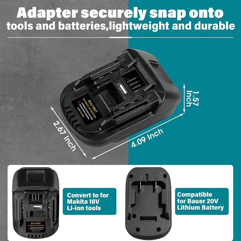 ZWINCKY Battery Adapter For Bauer 20V Lithium Battery Convert To For Makita/Milwaukee/Dewalt 18V Li-ion Battery Electric Tools