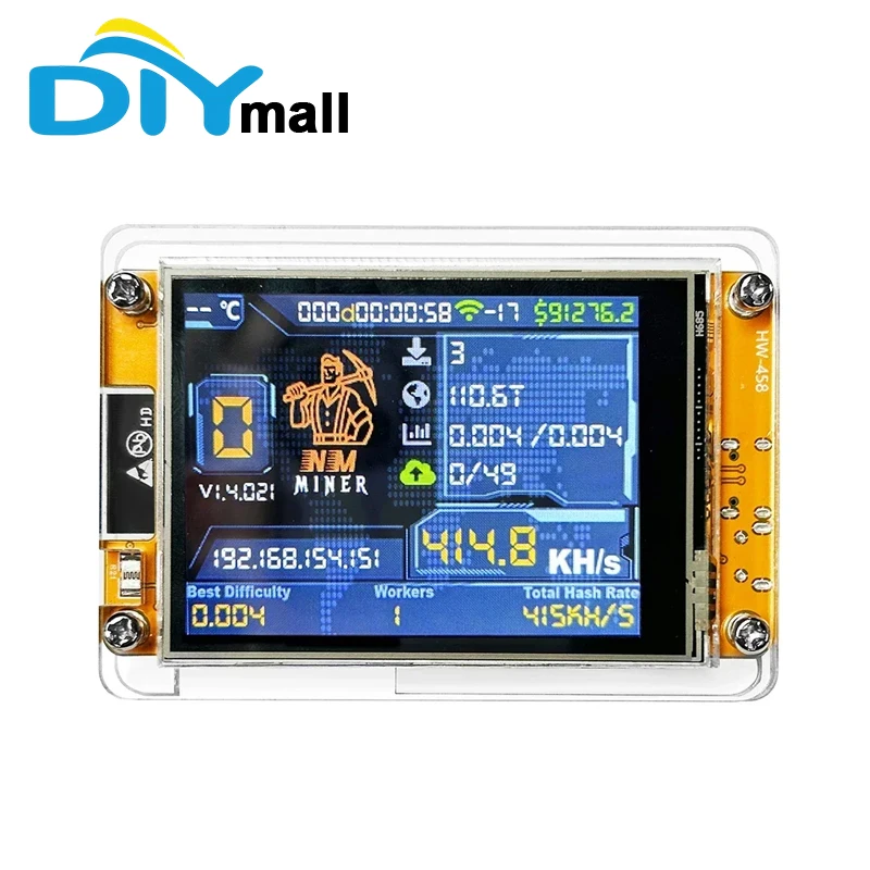 Heltec ESP32 2.8" Smart Screen Bitcoin Miner NerdMiner V2 410KH/s Hashrate WiFi/BLE ESP32-2432S028R