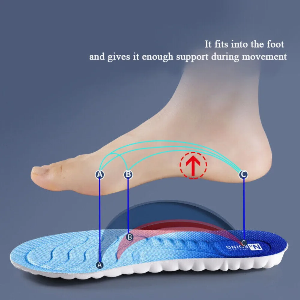 Shock Absorption PU 4D Insole Breathable Work Foot Support Technology Insoles Orthopedic Care Insoles Running