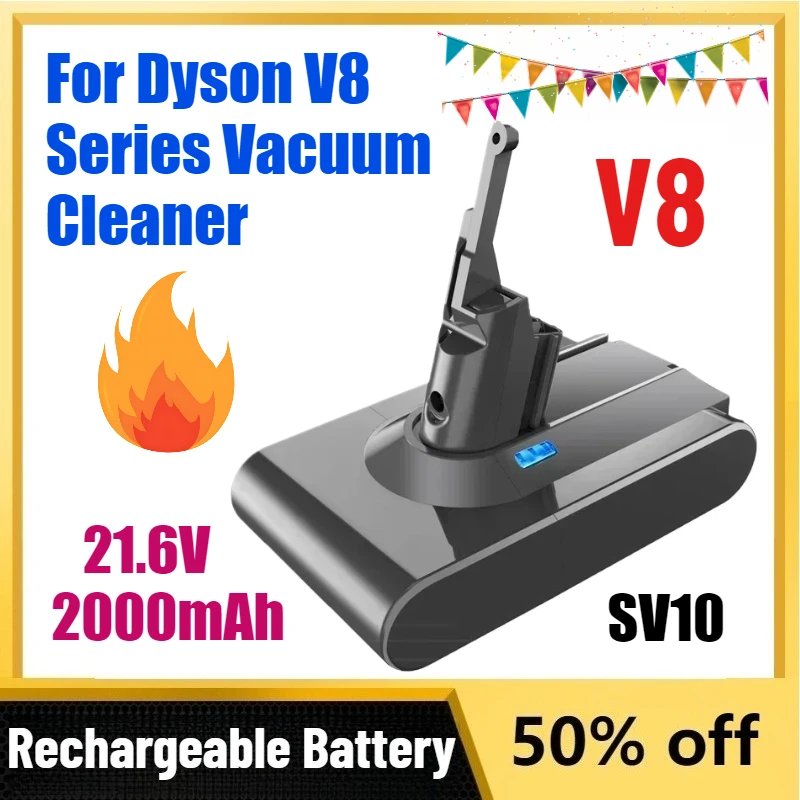 High-Quality 2000mAh 21.6V Lithium-ion Replacement Battery for Dyson V8 Series Vacuum Cleaner Rechargeable A-grade Battery Cell
