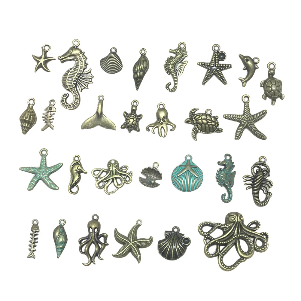 

56 Pcs Jewelry Making Accessory Metal Charms Pendants Marine Animal Alloy Octopus