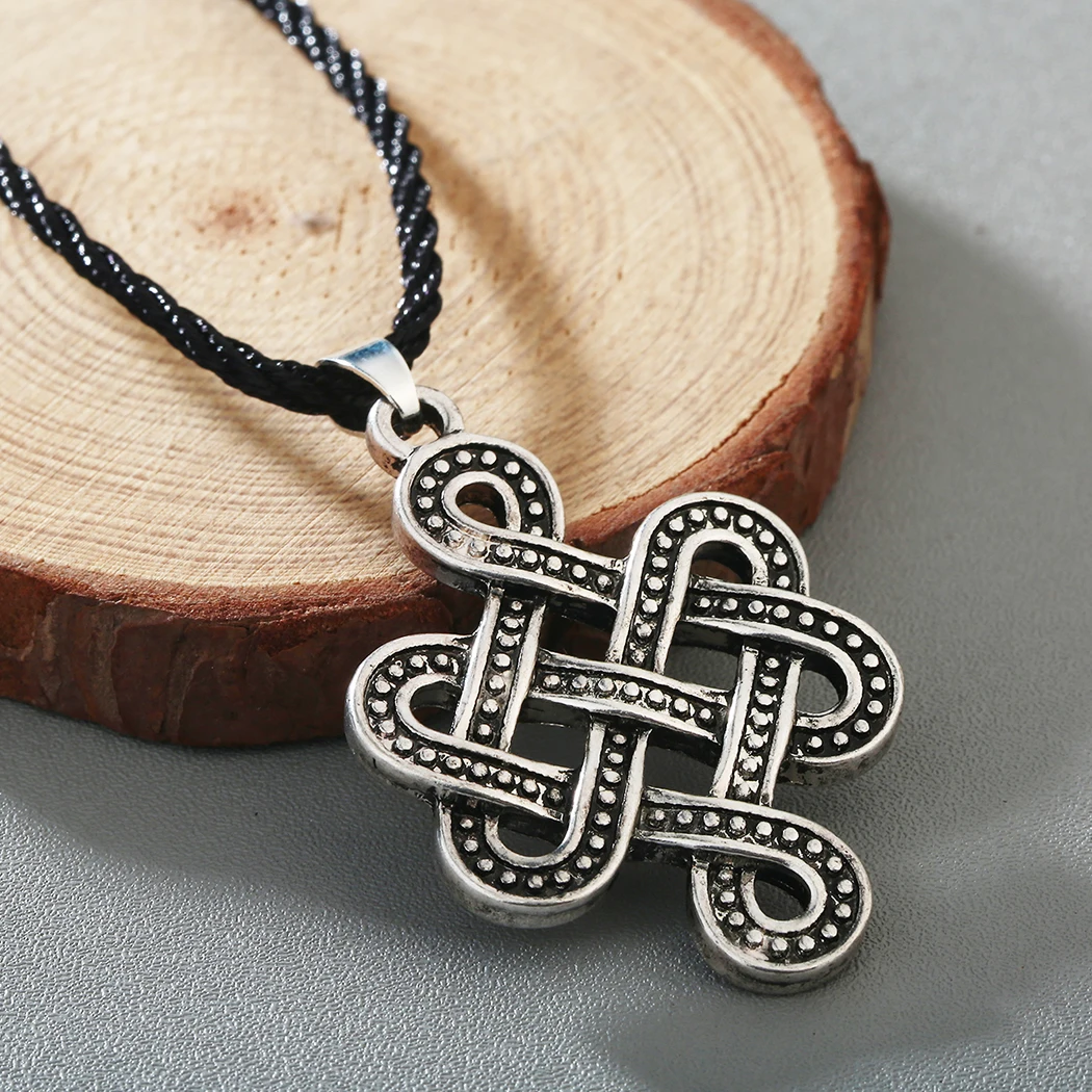 Witch Knot Talisman Celtic Eternity Knot Necklace Silver Irish Knot Pendant Celtic Infinity Knot Necklace for Women Men Jewelry