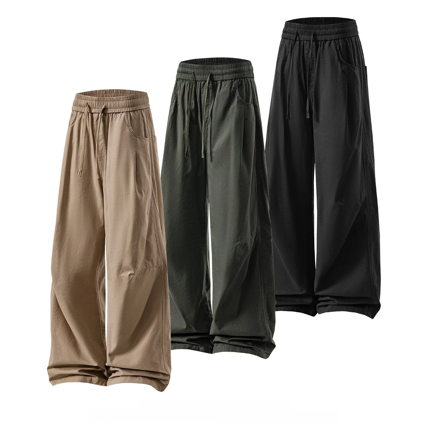 Washed Cotton 100 Casual Pants 3D Hanging Slash KZ199P48 Spring 2026 Versatile Straight Leg Youthful Energy Style