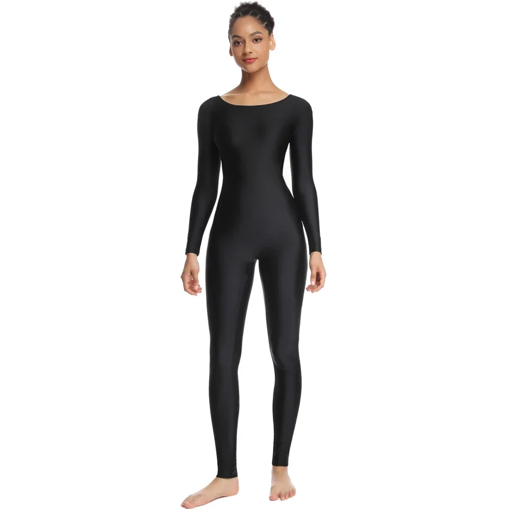 Ovigily Damen Langarm U-Ausschnitt Unitard weibliche Spandex einteilige Bodys für Tanz gymnastik Kostüme