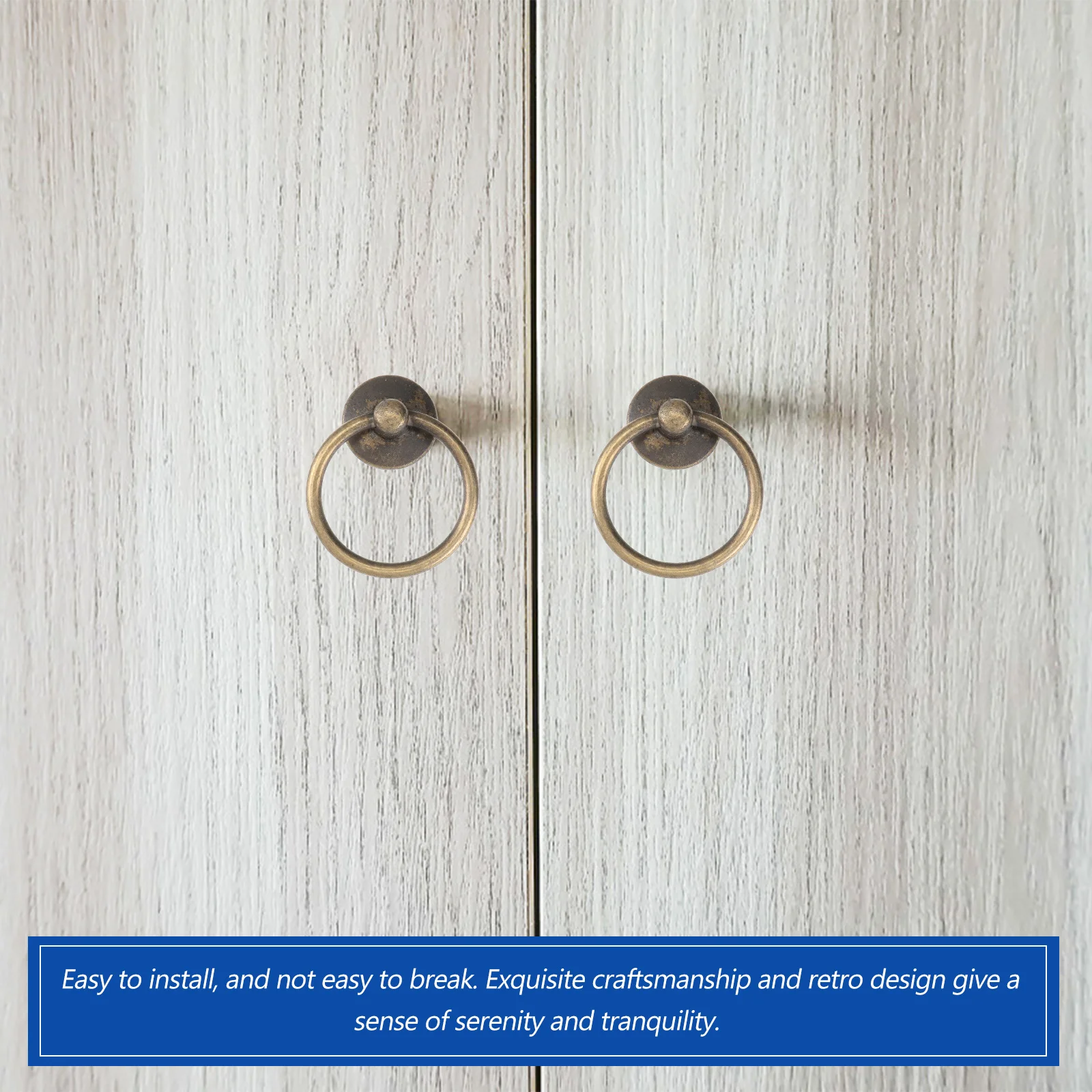 

12Pcs Black Pull Ring Handles Zinc Alloy Circular Cabinet Drawer Knob for Dresser Cupboard Wardrobe Furniture Retro Design