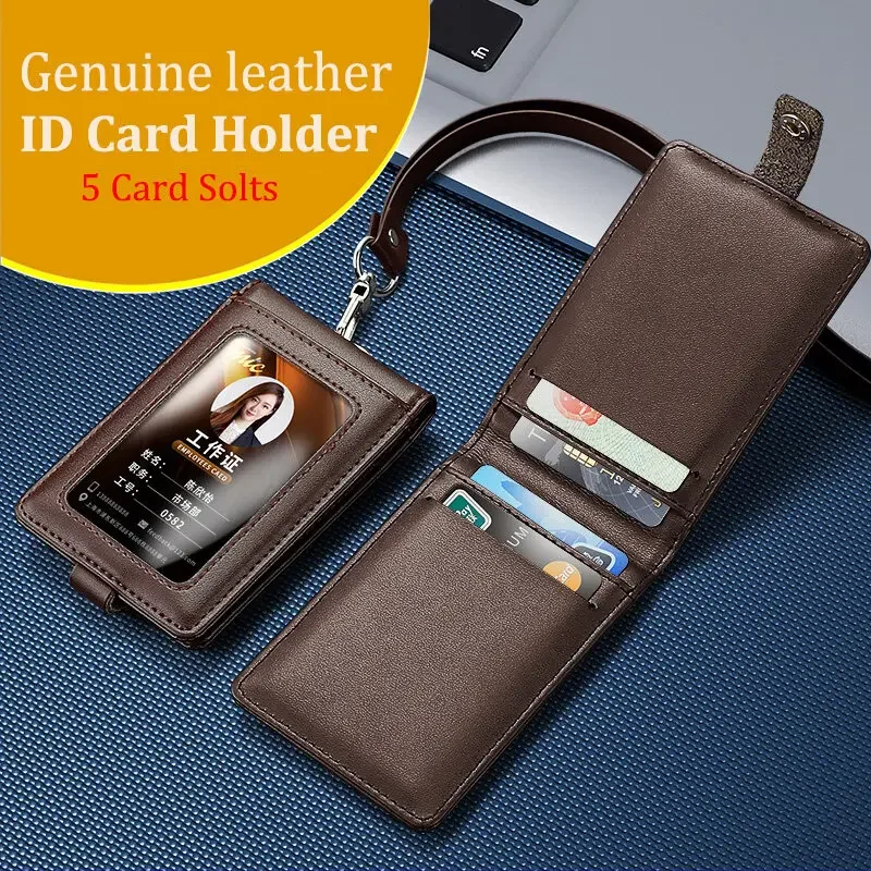 

5 Card Slots Badge Holder Clear ID Card Pouch Staff Work Chest Cards Name Tag Holders with Lanyard Business Formal Accessories