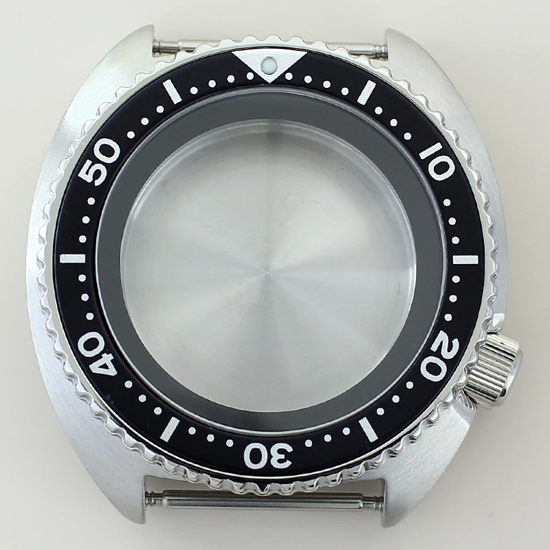 45mm NH35 Waterproof Watch Case Sapphire Glass For Modified Turtle Abalone NH35 NH36 NH38 4R36 Movement All black Chapter Ring