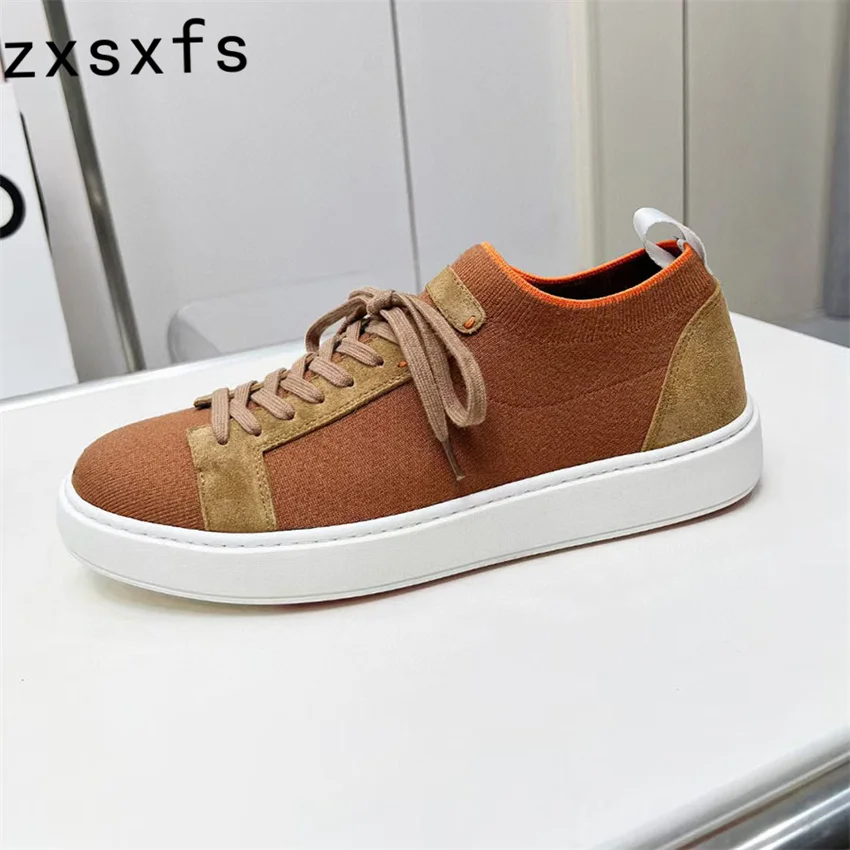 

Hot Sale Summer Knitted Lace up Sneakers Male Flat Shoes Men Comfy Breathable Training Shoes Man Brand Loafer Walk Shoes Men's