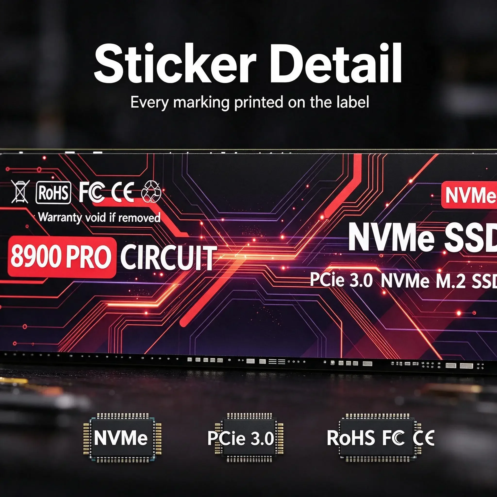 Original 8900 PRO NVMe M.2 2280 SSD PCIe3.0 TLC 3D NAND High Performance Internal Solid State Drive for Desktop Laptop Computer