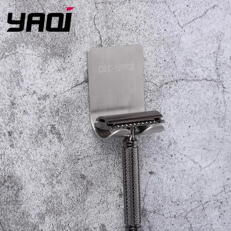 Yaqi สแตนเลสมีดโกน 1 PC Wall กาวมีดโกน Rack เครื่องโกนหนวดชายชั้นวางห้องน้ํา Hook สําหรับห้องครัว