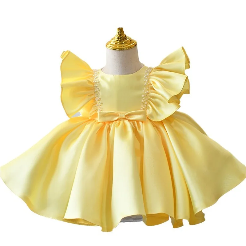 

New Girls Yellow Evening Princess Ball Gown Children Birthday Party Performances Dress g167