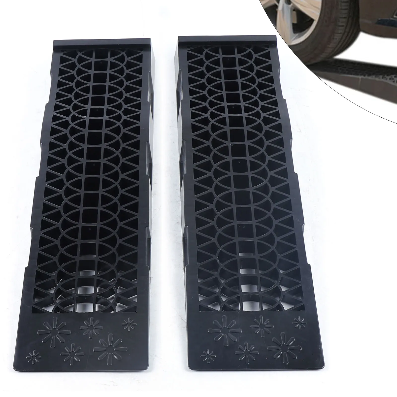 3T Car Plastic Ramp a Pair Of Heavy Duty Plastic Curb Ramps Super Stable Extra Wide Plastic for Car Truck