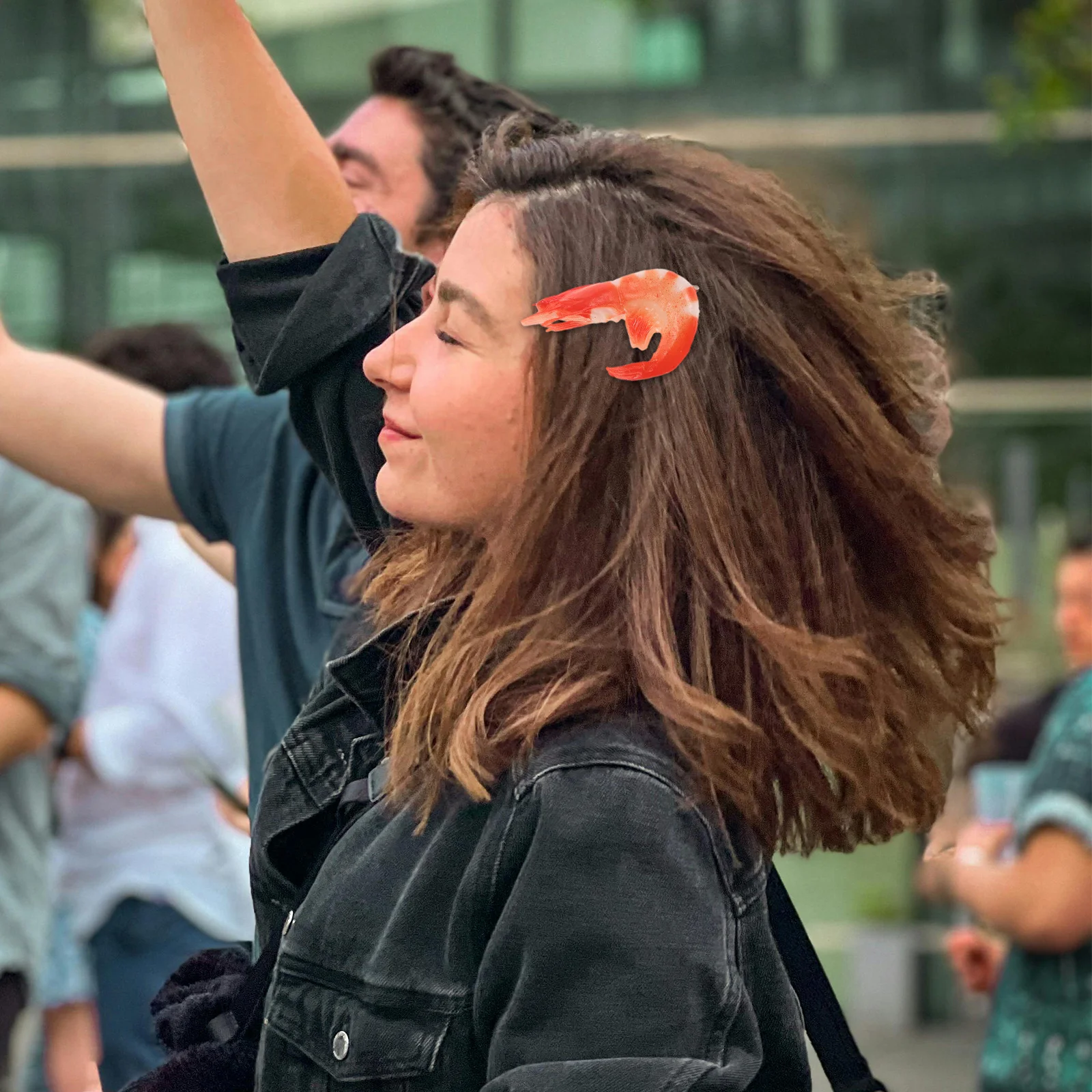 مشبك شعر مبتكر، صب الروبيان الواقعي، مشبك طعام مريح في الارتداء للحفلات وأعياد الميلاد والولائم والتسوق