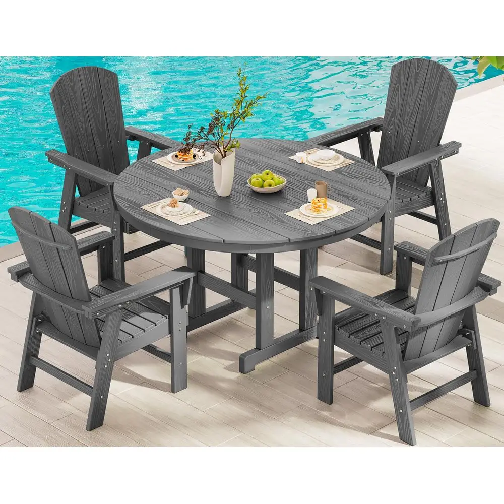 5Piece Patio Dining Set, 45 Table amp 4 Adirondack Chairs, Grey