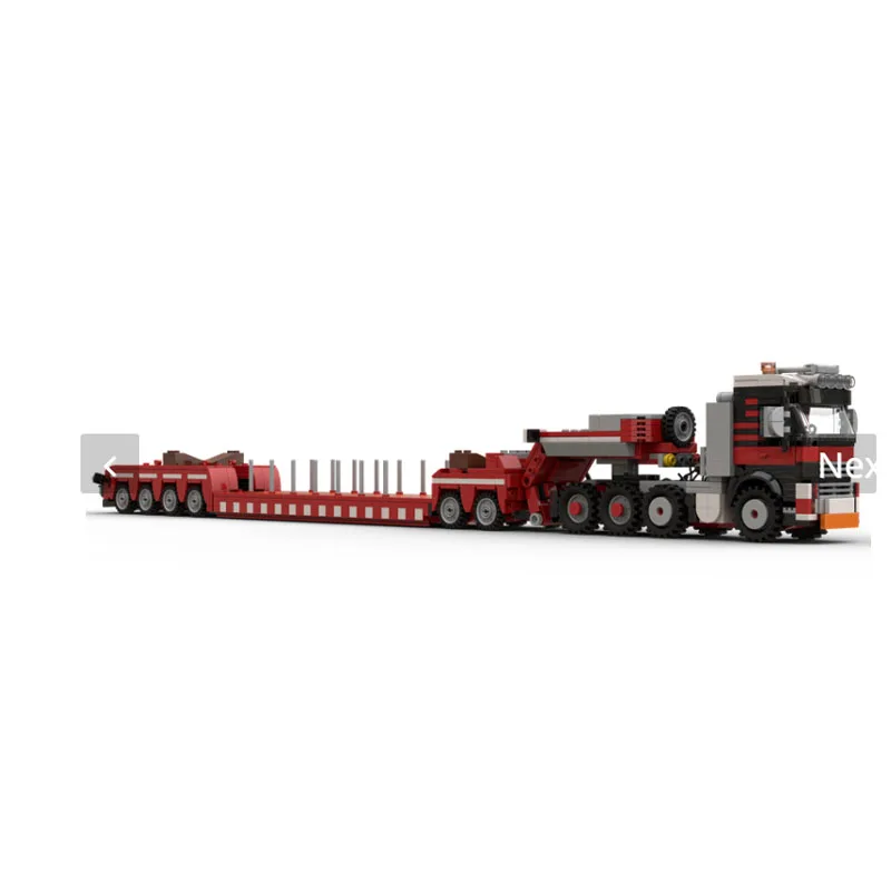 MOC-155095New 8x4 trator semi-caminhão, com carregadeira baixa europeia retrátil 1464 peças blocos de construção brinquedo presente para aniversário de meninos
