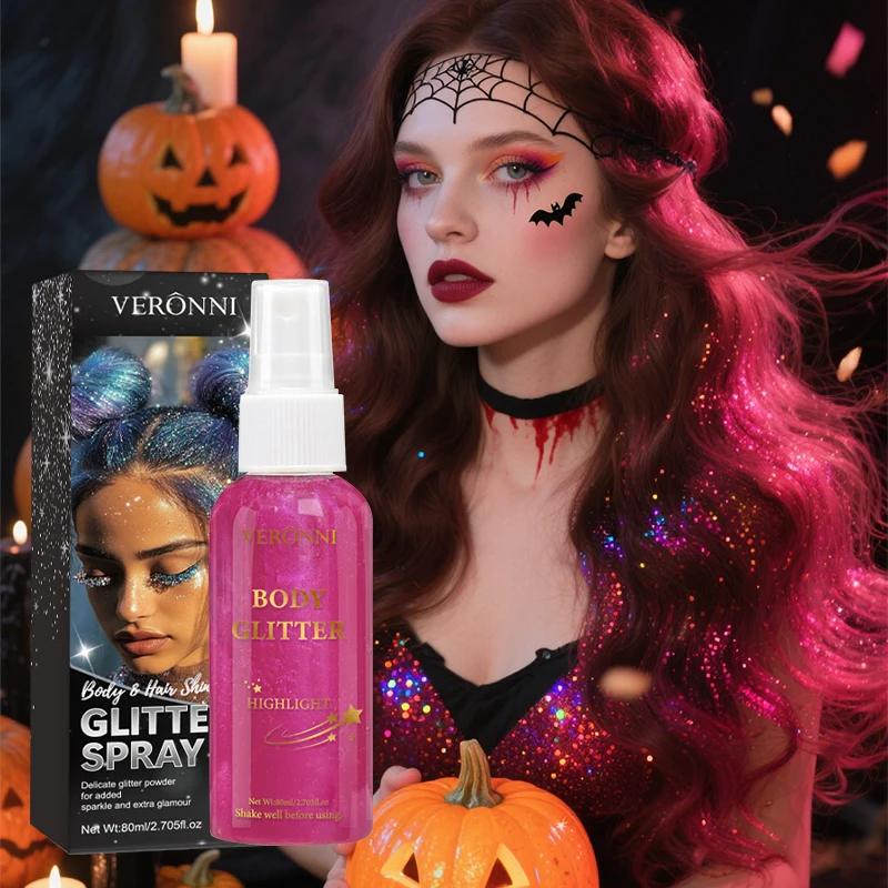 Spray surligneur liquide, poudre scintillante pour vêtements de cheveux, Spray scintillant pour le corps, cosmétiques de maquillage à paillettes à séchage rapide