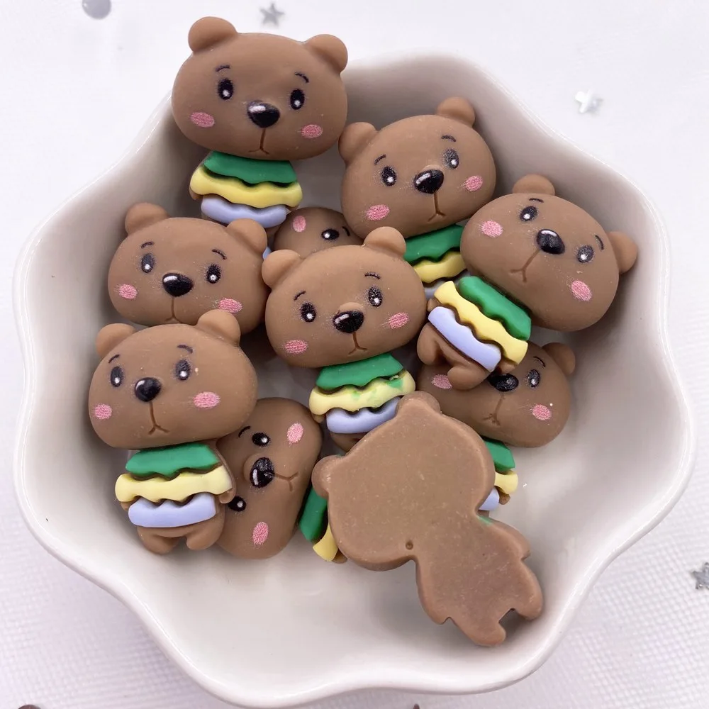 Hand Painted Resin Kawaii Colorful Rabbit Elephant Fox Bear Dinosaur Flatback Stone Figurine 12PCS Scrapbook DIY Decor Crafts