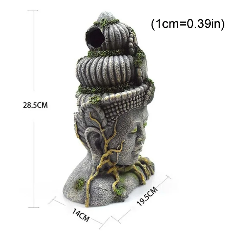 Resin Guanyin Bodhisattva Statue Fish Tank Landscaping Ornament Simulation Crafts Aquarium Decorations Fish Hiding Place