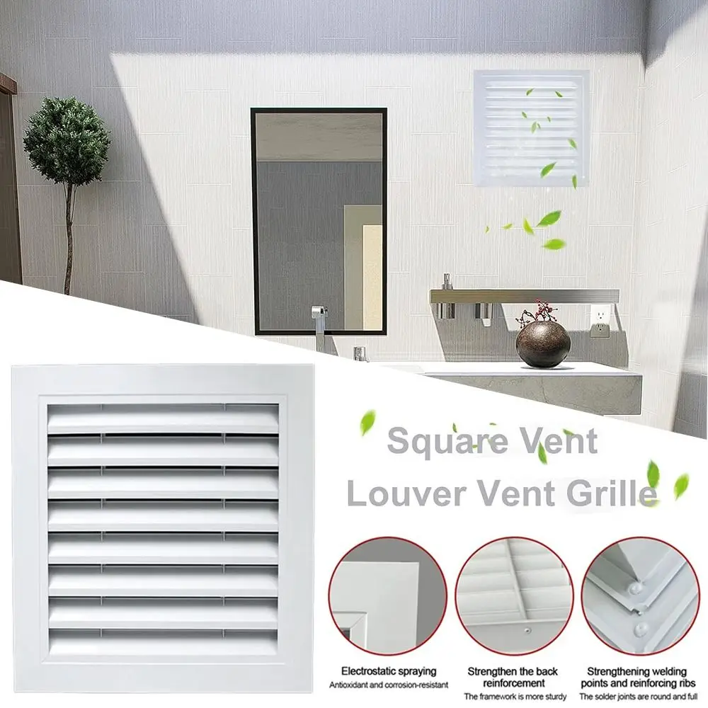 New Aluminum Alloy Air Vent Grille White Square Gable Vent Return Air Grill Attics