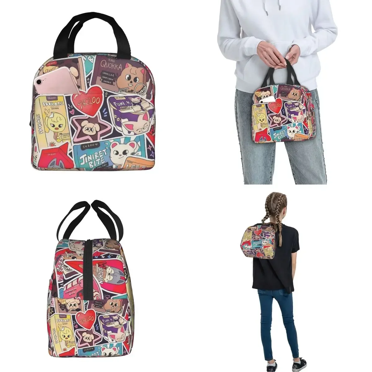 Kpop Star Singer Idol Insulated Lunch Bag Thermal Bag Lunch Container Straykids SKZ Lunch Box Tote Food Storage Bags Work Picnic