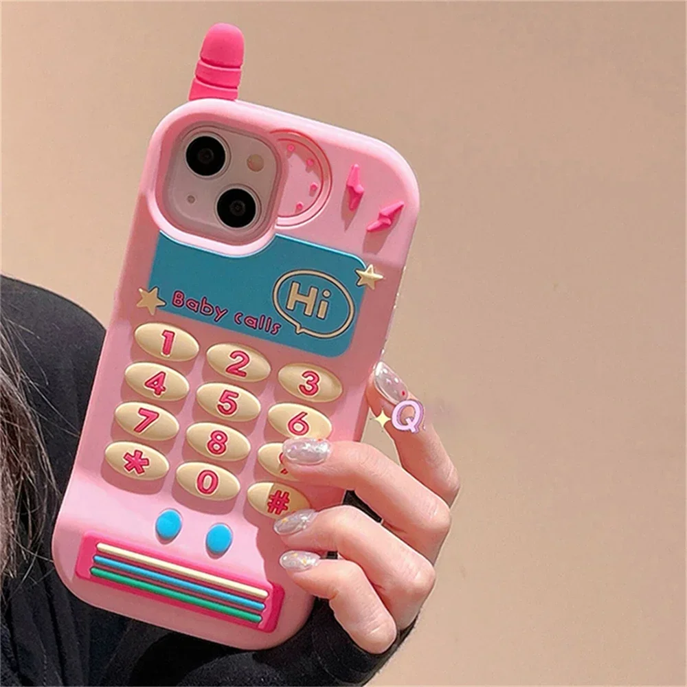 IKorean Cute 3D Y2k Pink Cellphone Silicone Case for IPhone 14 13 12 11 Pro Max Lovely Cartoon Shockproof Soft Cover