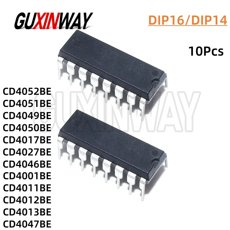 10PCS CD4052BE CD4051BE CD4001BE CD4050BE CD4012BE CD4013BE CD4017BE CD4027BE CD4046BE CD4047BE DIP16 DIP14 IC Chip