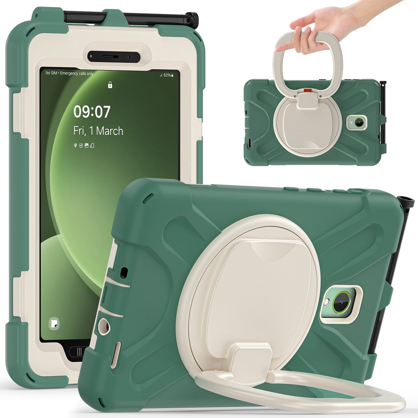 360 Rotatable Handle Grip Funda Case For Samsung Galaxy Tab Active 5 3 SM-X300 X306B T570 T575 Heavy Duty Cover Shockproof With