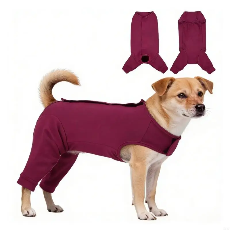 Adjustable Dog Post Surgical Recovery Suit With Sticker Closures Protects Wound From Licking During Heal Process 55KF