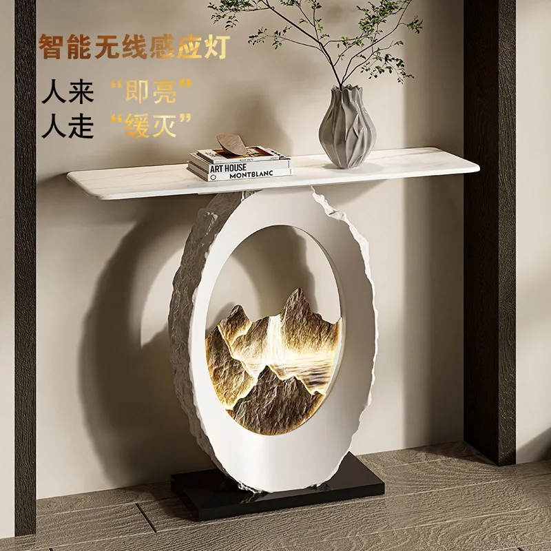 New Chinese-style entrance table is opposite the door to the door, corridor plan, light luxury and high-end view table