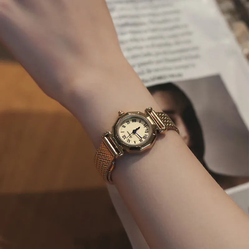 Exquisite Women'S WristwatchOctagonal Vintage Steel Strap WatchAntique Women'S WatchGift For Women, Unique Wristwatch Accessory.