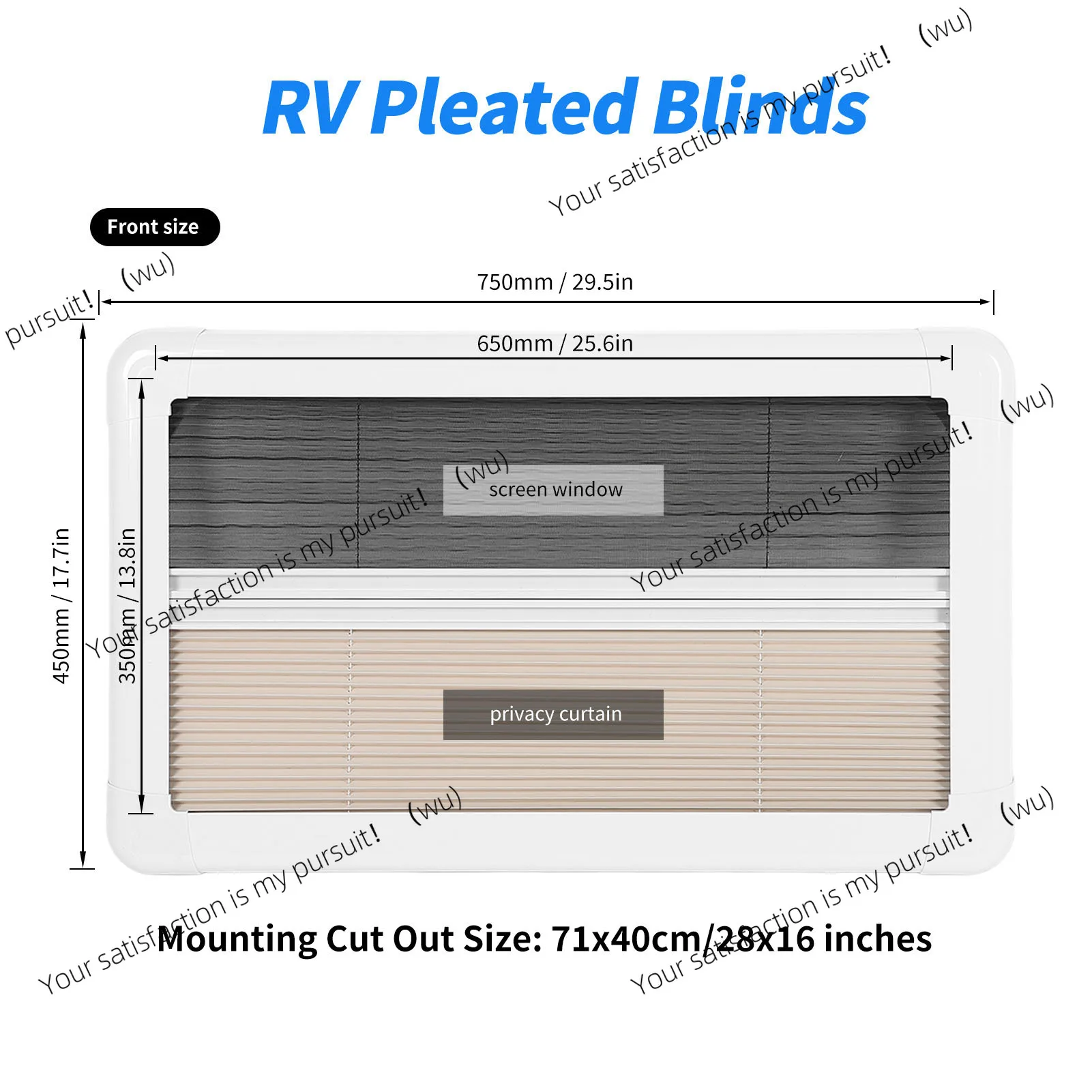 مصاريع نافذة RV الداخلية، شاشة الأشعة فوق البنفسجية، 28 × 16 بوصة