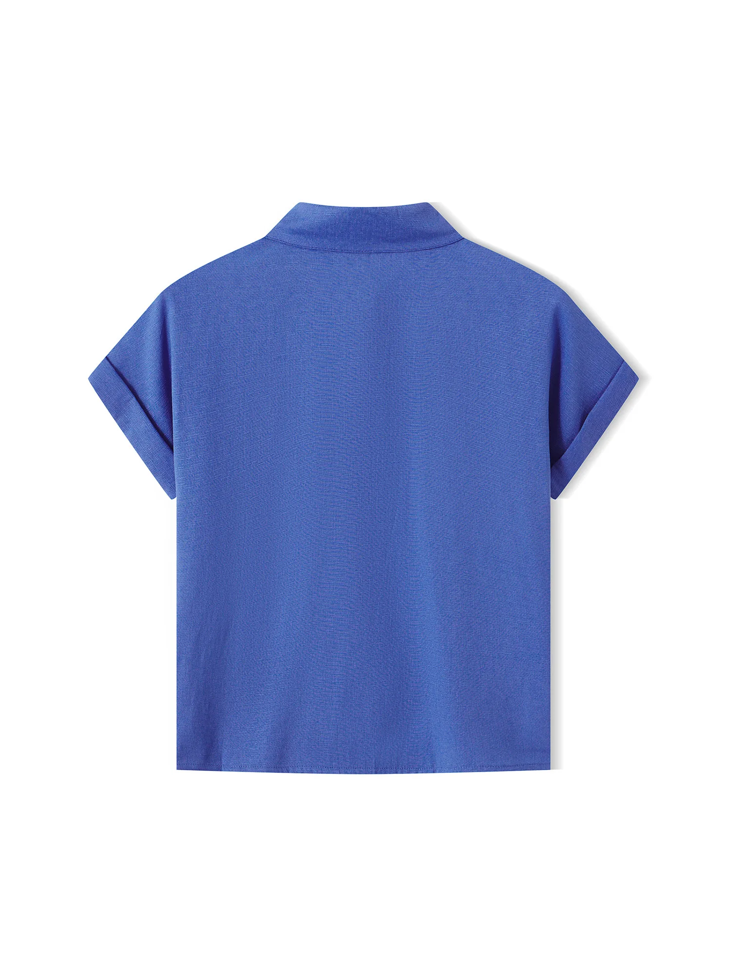 سترة نسائية كاجوال بأكمام قصيرة ورقبة على شكل حرف V مع تفاصيل أزرار وفتحات جانبية لملابس عطلة الصيف على الشاطئ