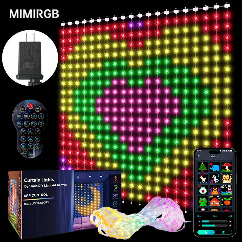 

Smart LED Curtain Light APP Control RGB Dimmable DIY Pattern Music Ambient Lighting For Home Holiday Party Christmas Decoration