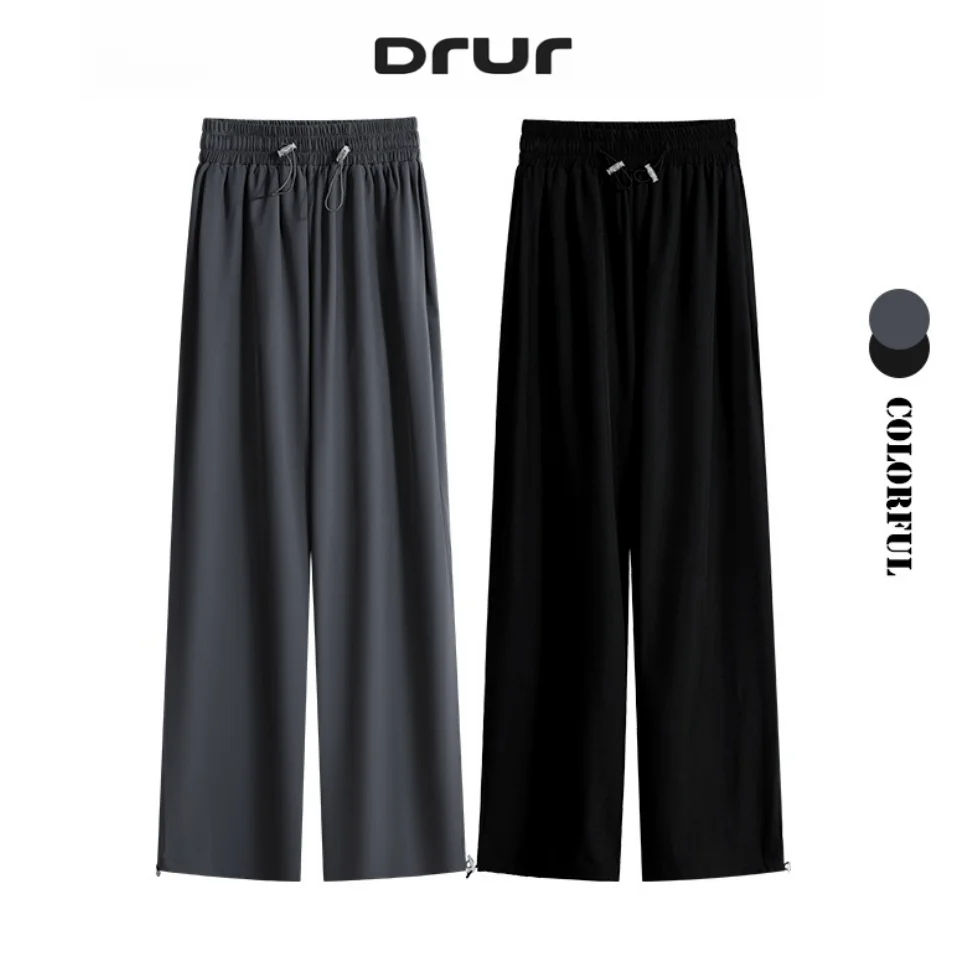 DRUR Sports Pants For Women Summer Lightweight Loose Hiking Pants with Drawstring Breathable Running Joggers Workout Trousers