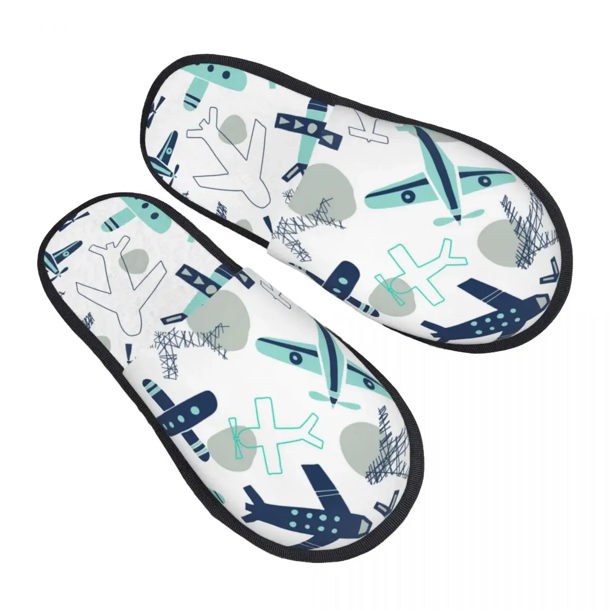 

Зимние женские и мужские нескользящие тапочки на плоской подошве, детская домашняя мягкая теплая обувь на меху с рисунком самолета