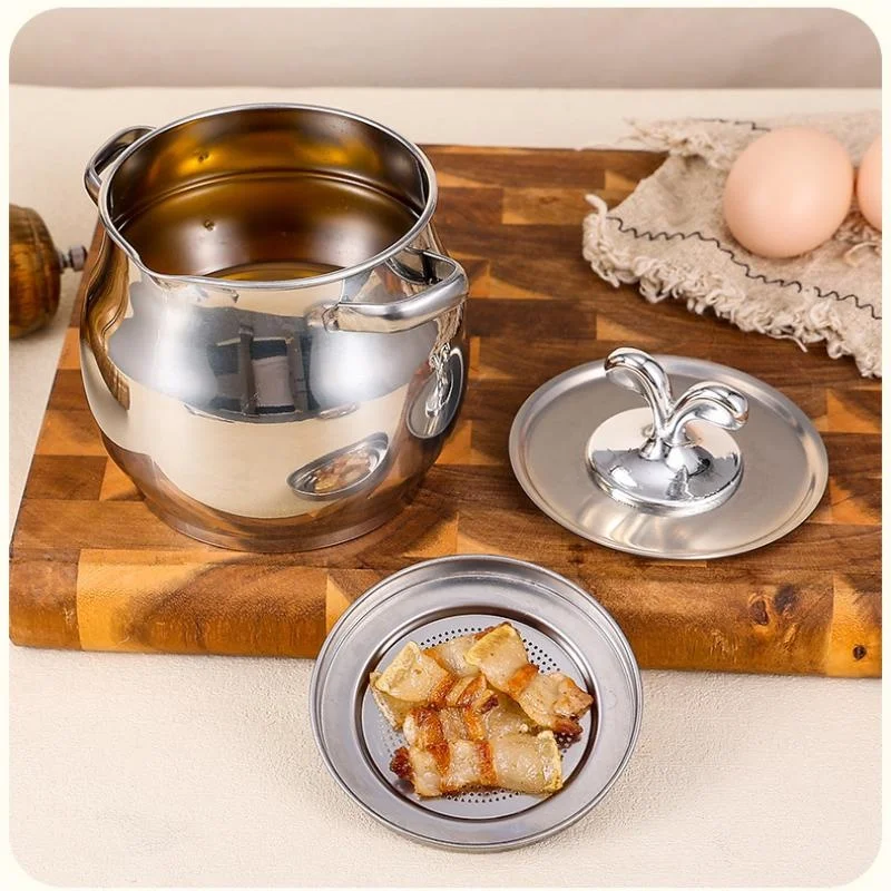 

New 1.5L Oil Filter Pot Stainless Steel Lard Strainer Cooking Oil Strainer Grease Keeper Storage Container Oil Bottle Kitchen