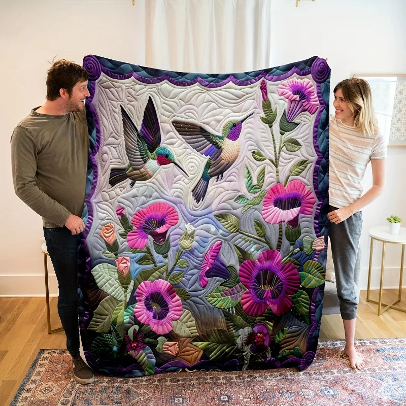 Gemütliche Kolibri-Flanell-Überwurfdecke für alle Jahreszeiten, hypoallergen, perfekt für Couch, Bett, Büro und Reisen, symbolisiert die Freiheit