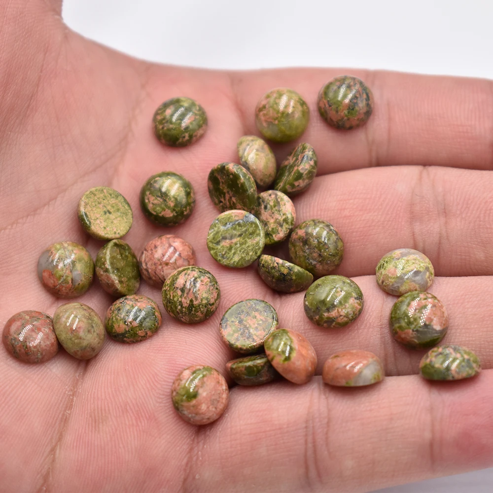 Großhandel 50 Stück/Lot Modische, hochwertige 10mm gemischte runde CAB-CABOCHON Natursteinperlen für Schmuckzubehör, kostenloser Versand – Detail 13