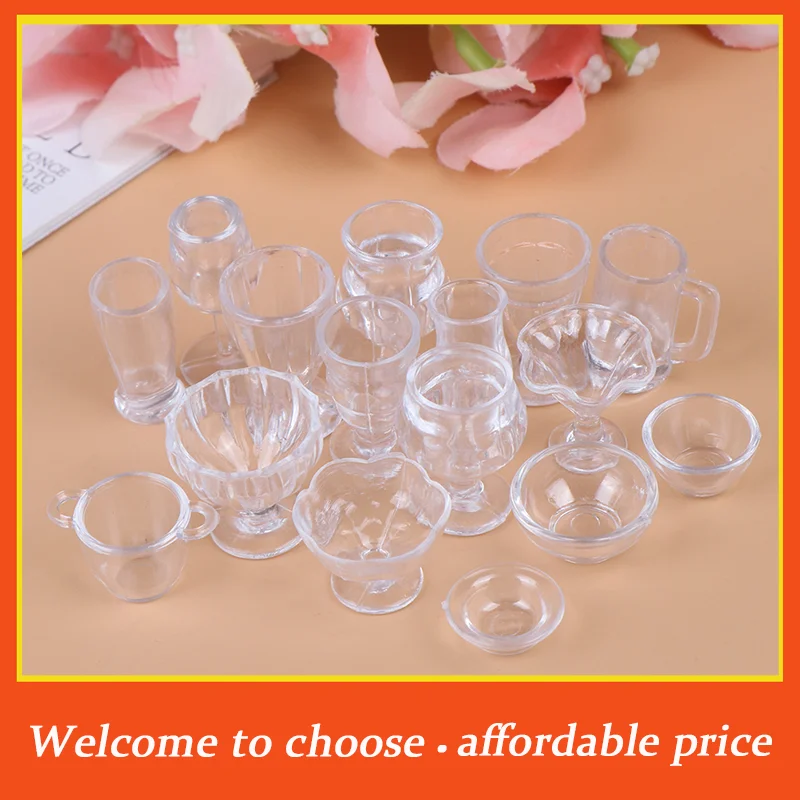 

"17Pcs/Set new Plastic 1:12 Dollhouse Miniature Transparent Tableware DIY Kitchenware Toys