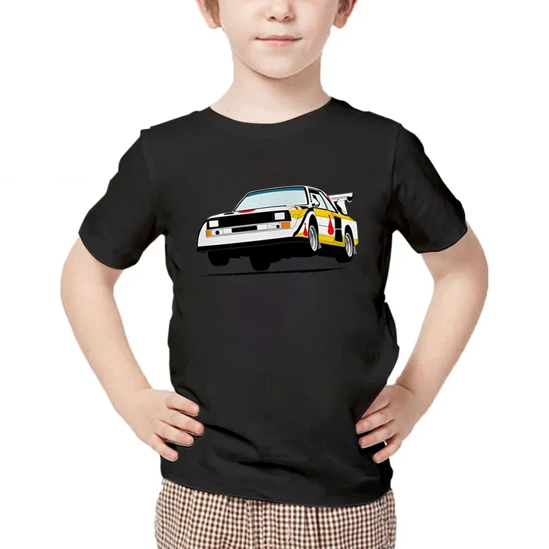 Group B Racing Classic Graphic T-shirt Kids Short sleeve Fun Summer Harajuku Shirt Group B Drift Car Cartoon Boy Cotton T-shirt